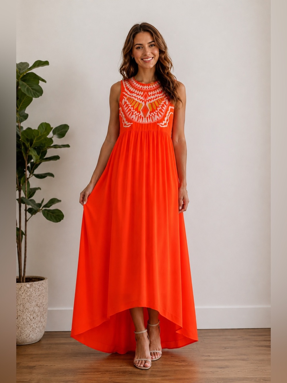 Gianni Bini Vibrant Orange Sleeveless Dress